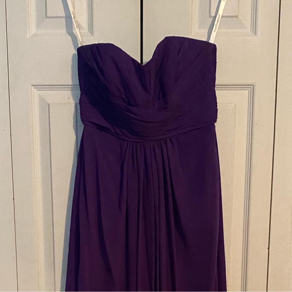 DAVIDS BRIDAL bridesmaid dress Deep purple chiffon gown